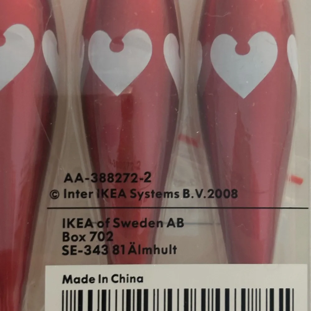 NIP IKEA Christmas/Valentines ornaments. Pack of 4.
